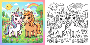 Unicorn and Horse Coloring Pages ft - 3