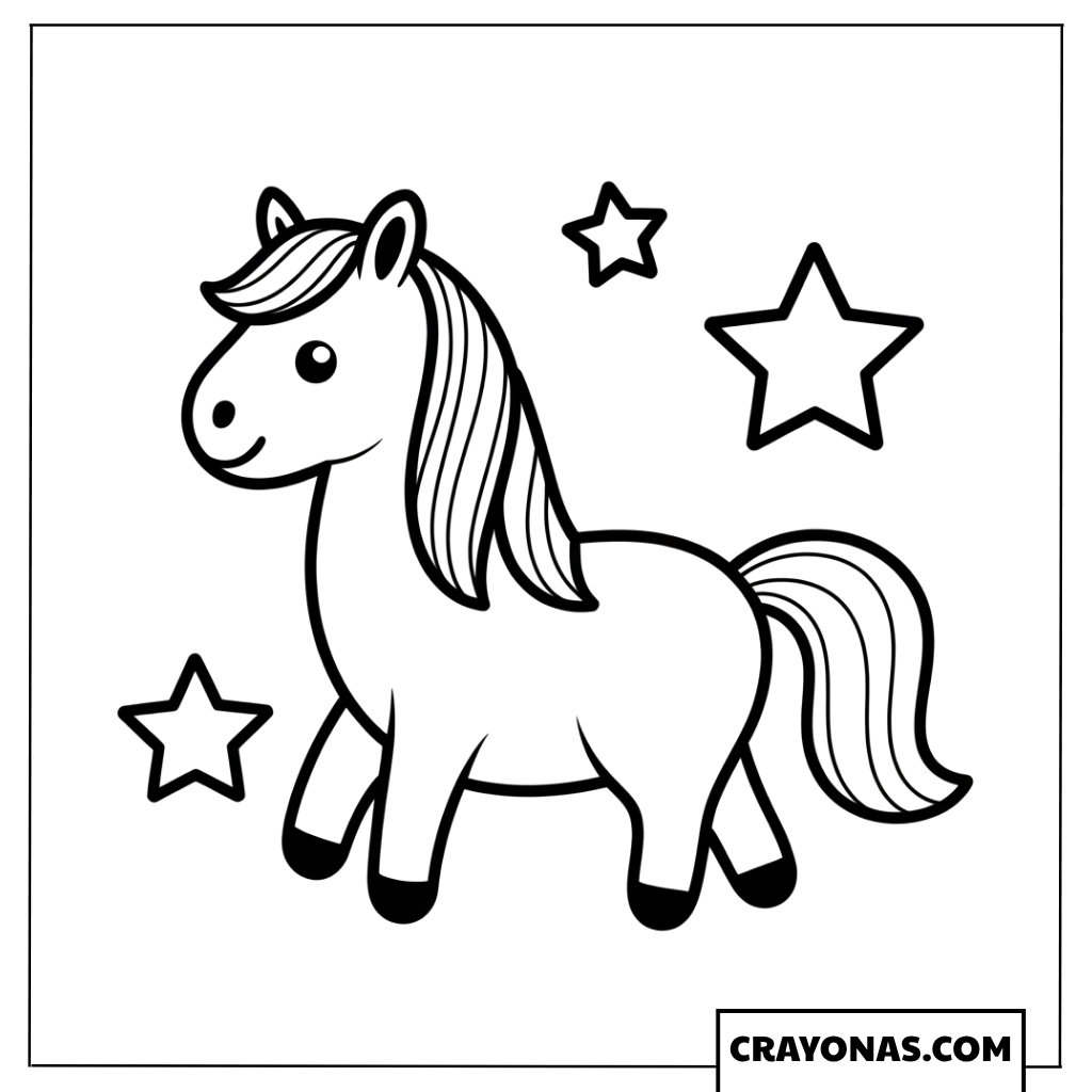 Unicorn with Sparkling Stars Coloring Page