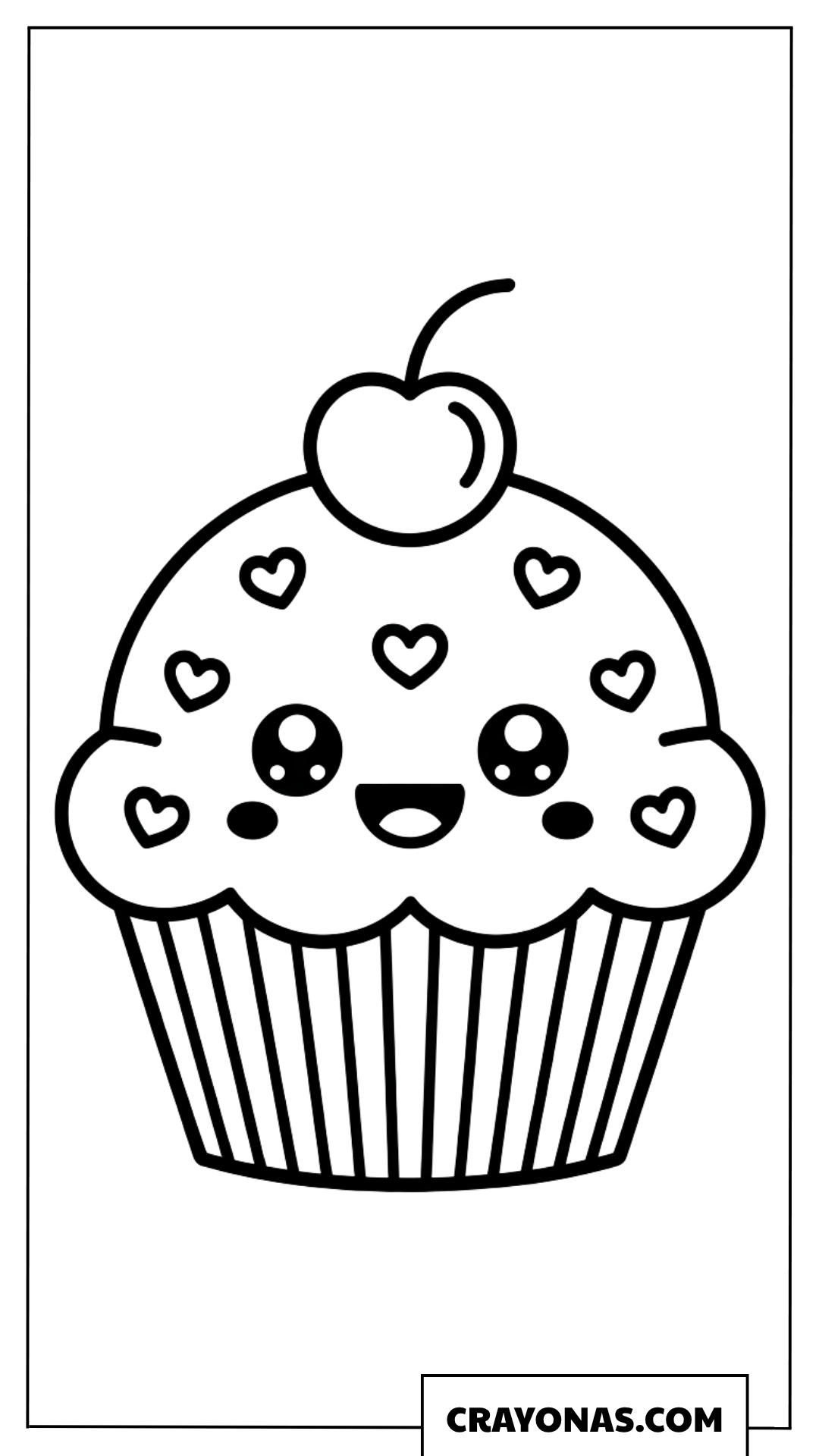 Valentine Cupcake Coloring Page