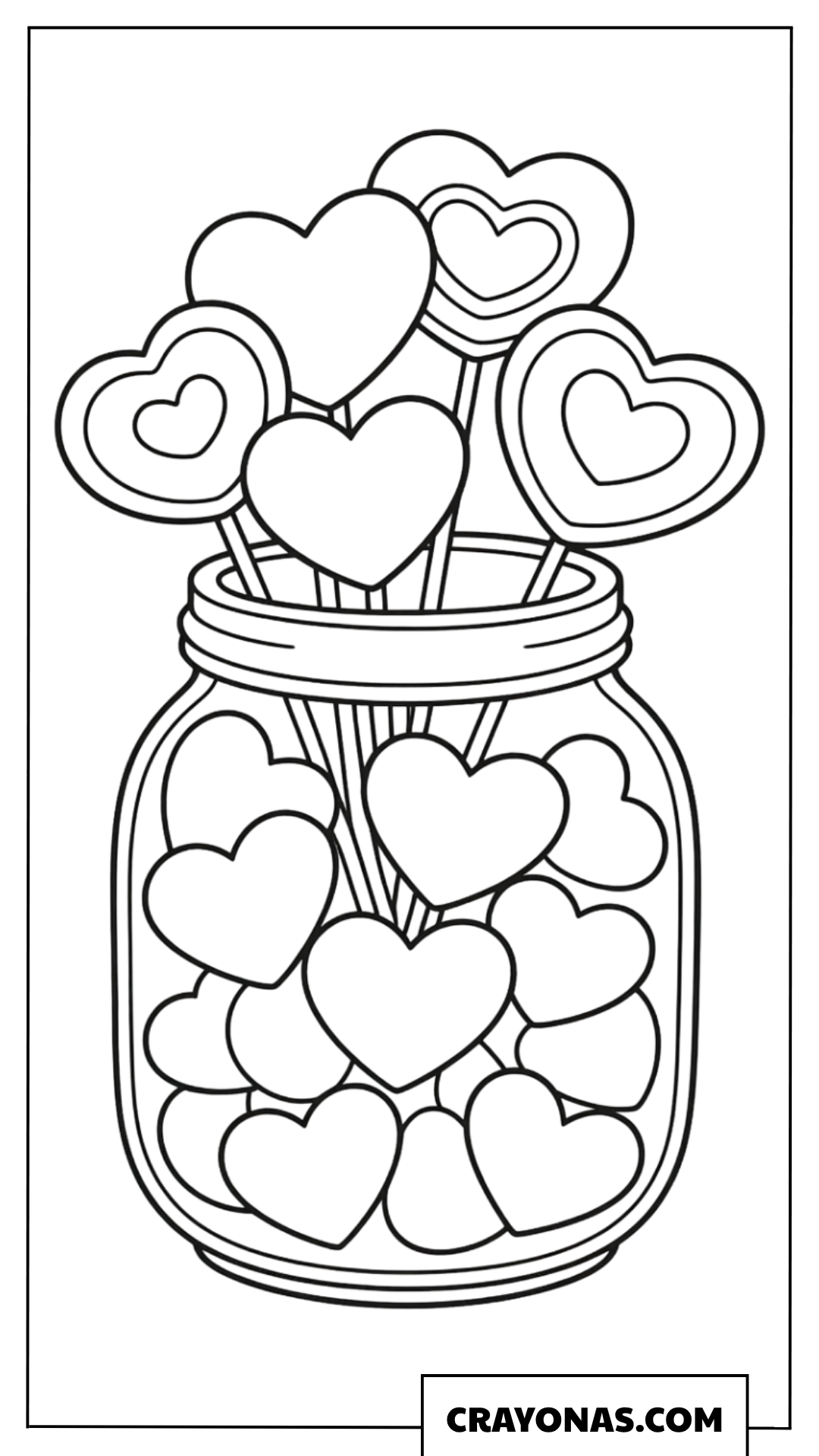 Valentine Heart Jar Coloring Page