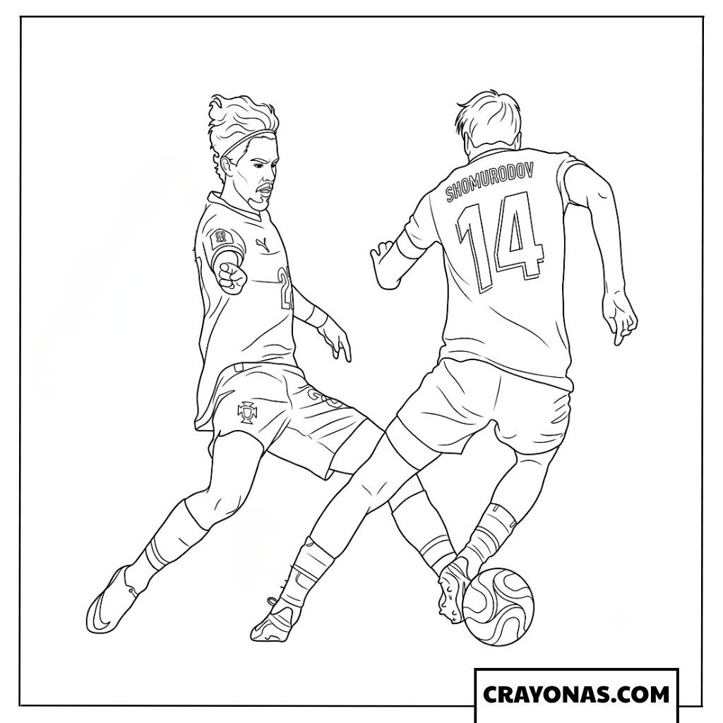 Vitinha vs Eldor Shomurodov Duel Coloring Page