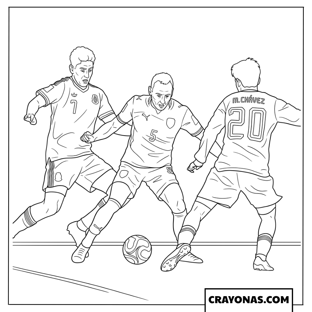 Vladimir Coufal Dribbling vs Mexico Defenders Coloring Page
