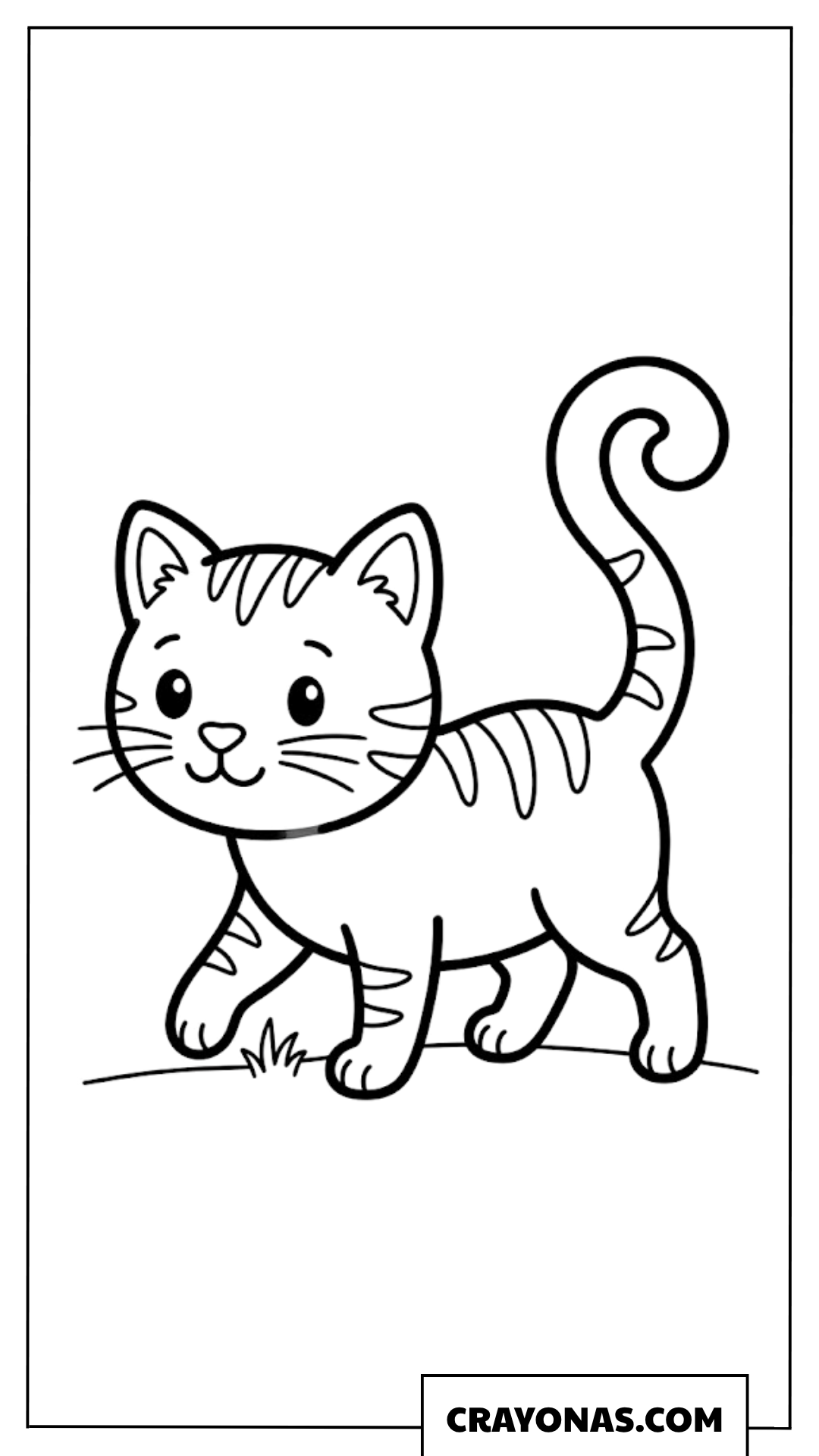 Walking Tabby Kitten Coloring Page