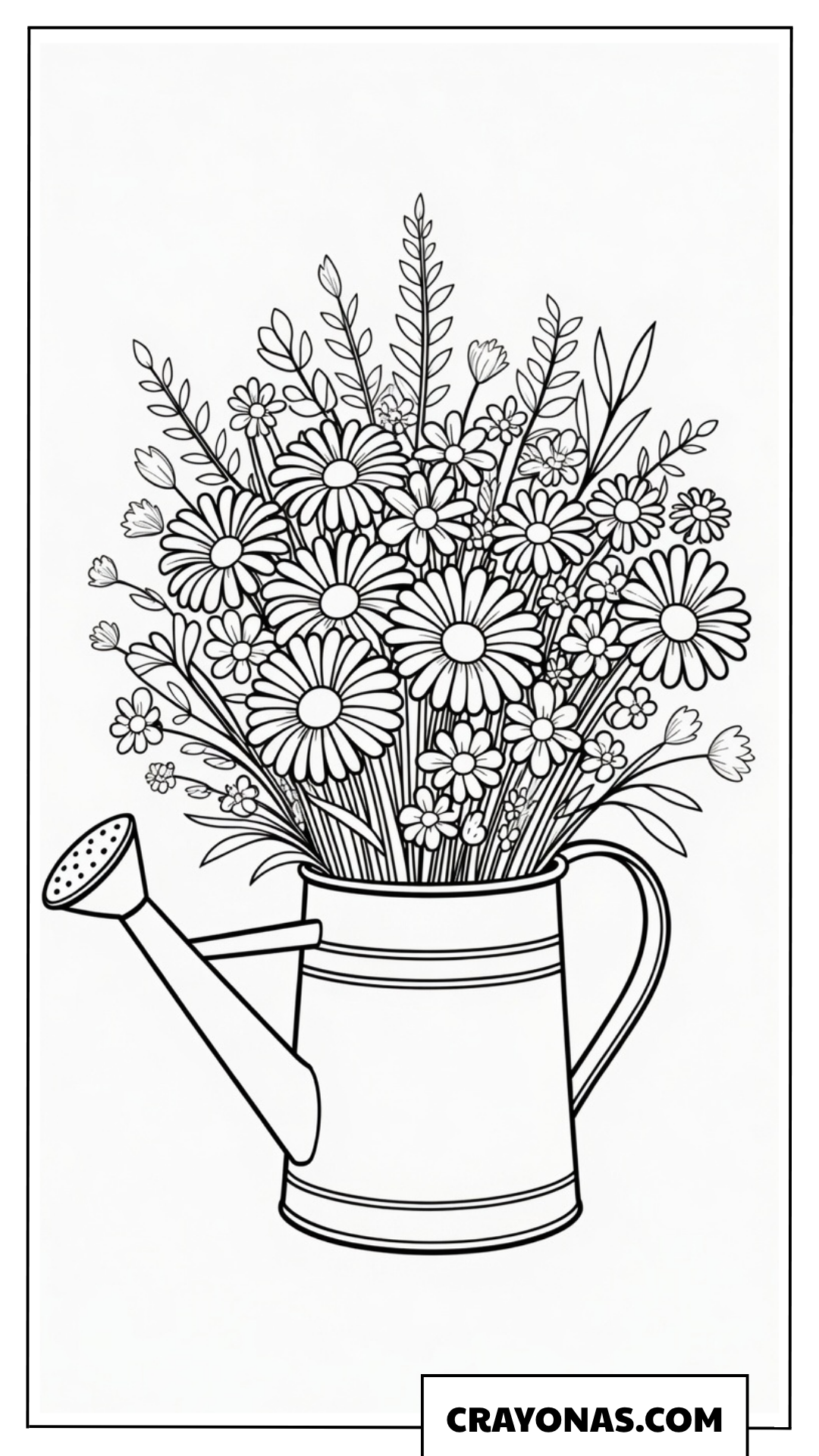 Watering Can Bouquet Coloring Page