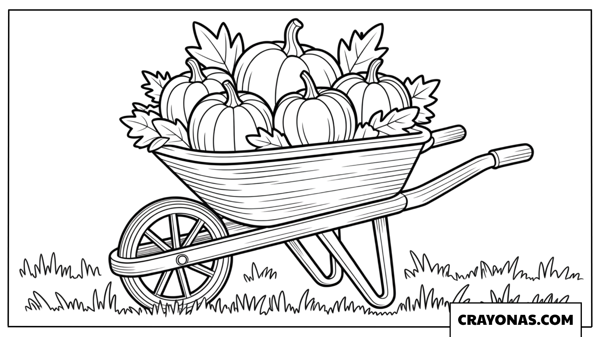 Wheelbarrow Full of Pumpkins Coloring Page