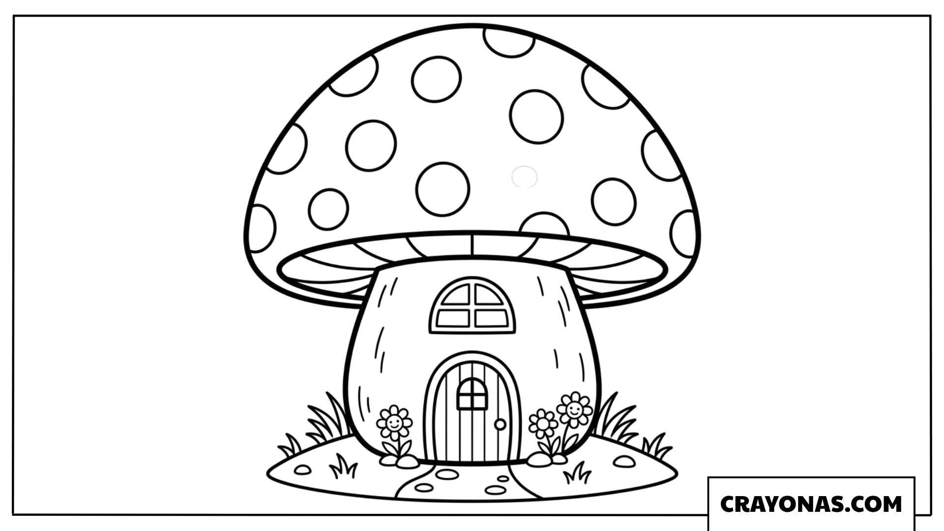 Whimsical Mushroom House Coloring Page