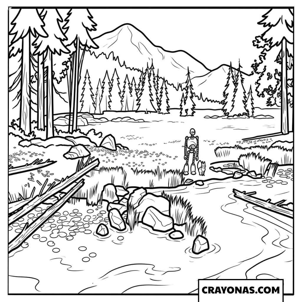 Wild Island Landscape Coloring Page