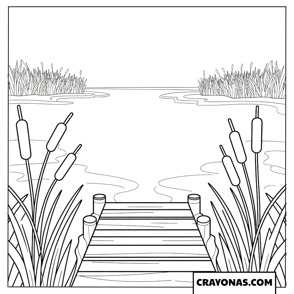 Winter Lake Dock Coloring Page