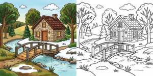 Winter Landscape Coloring Pages ft - 8