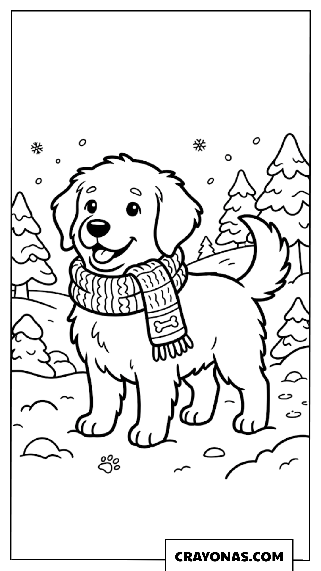 Winter Puppy with Scarf Coloring Page
