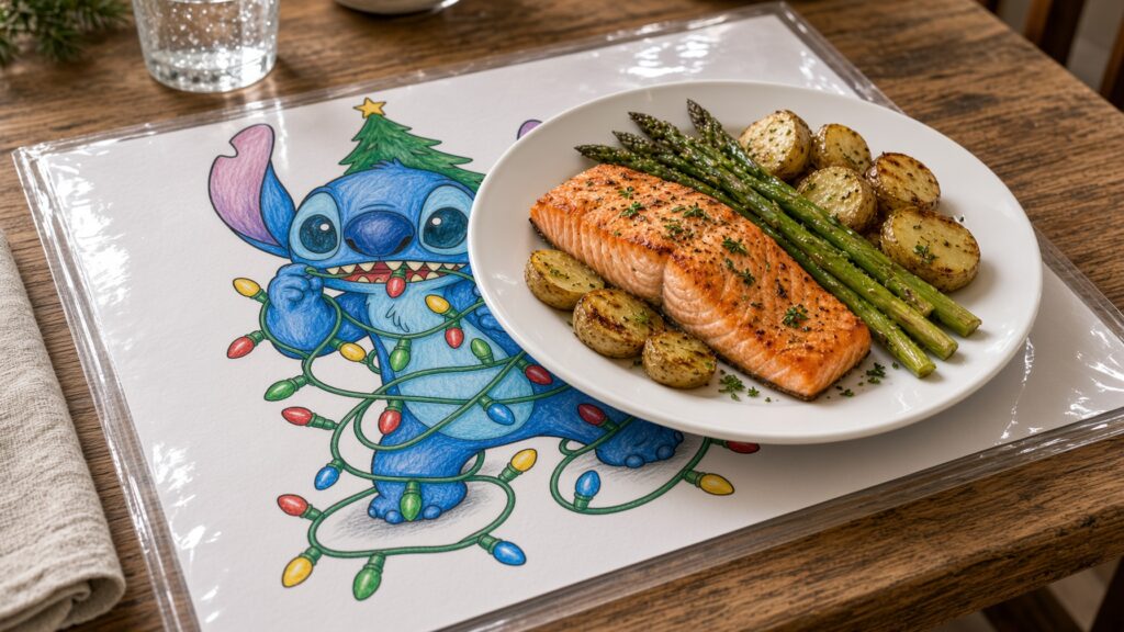 Wipe-Clean Festive Placemats from Your Stitch Christmas Coloring Pages