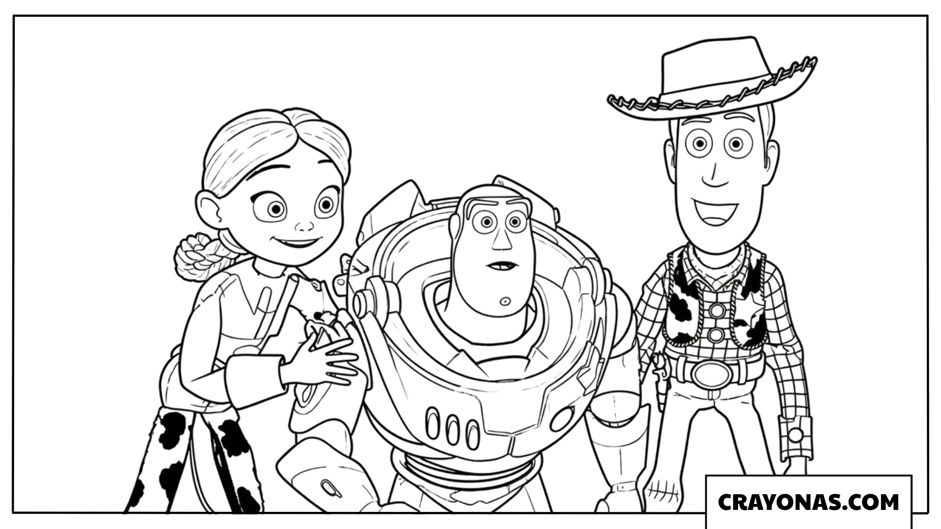 Woody, Buzz, and Jessie Coloring Page
