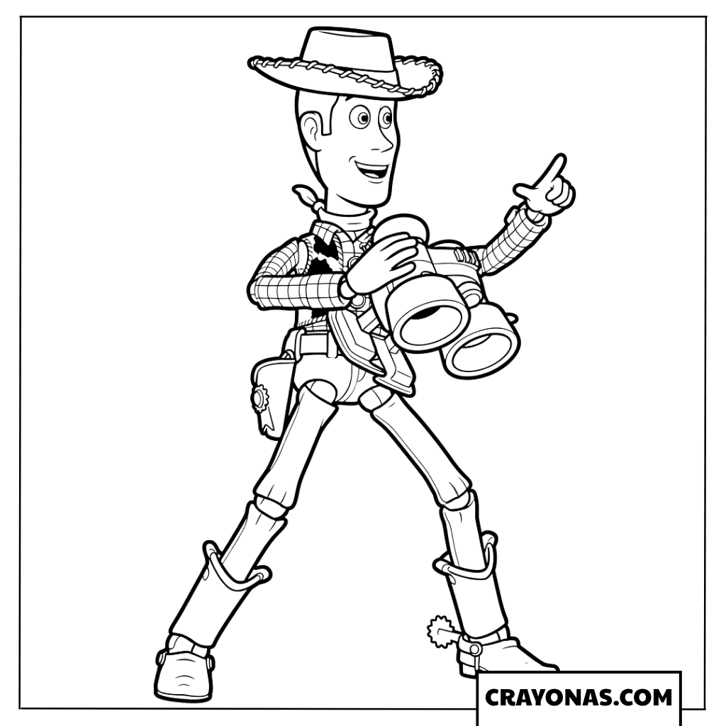 Woody with Binoculars Coloring Page