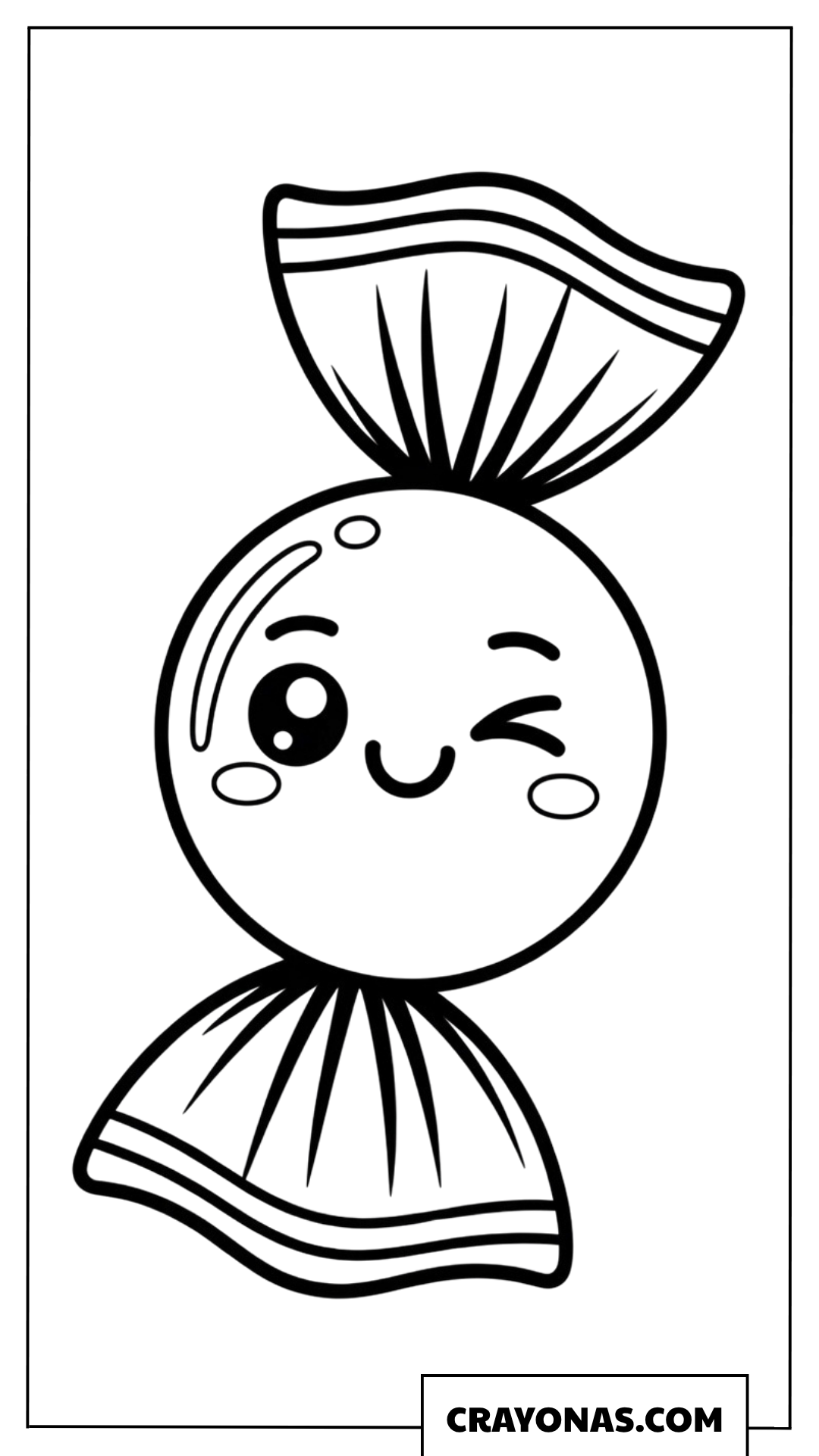 Wrapped Kawaii Candy Coloring Page