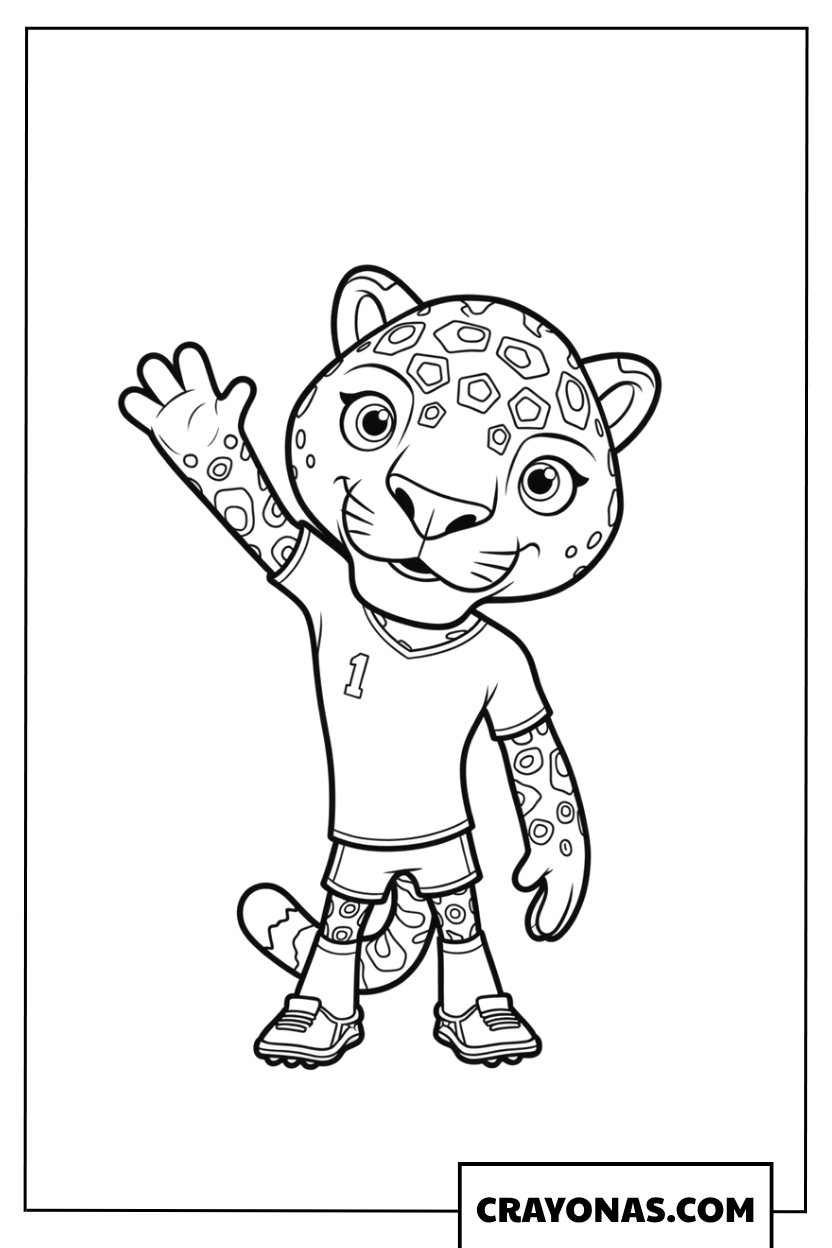 Zayu the Jaguar Waving Coloring Page