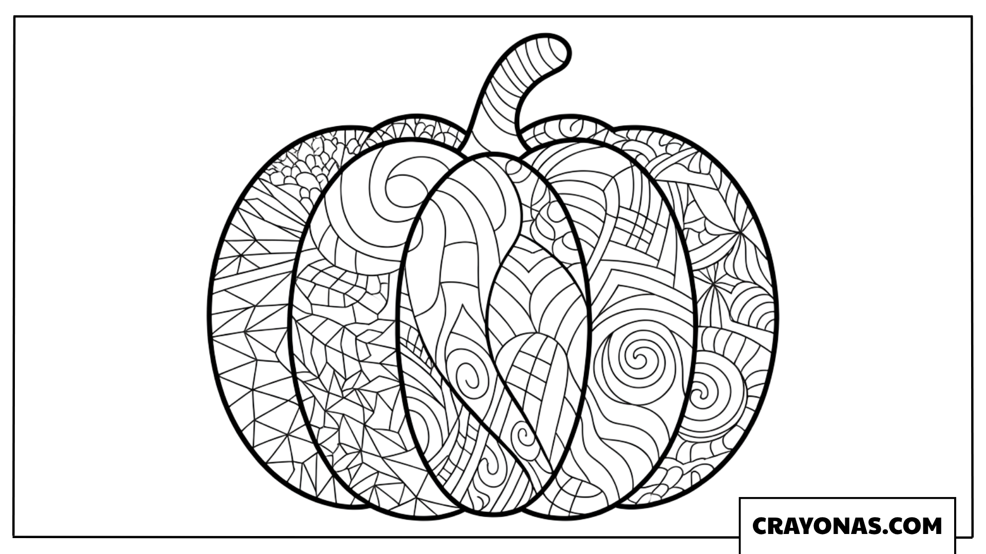 Zentangle Swirl Pumpkin Mandala Coloring Page
