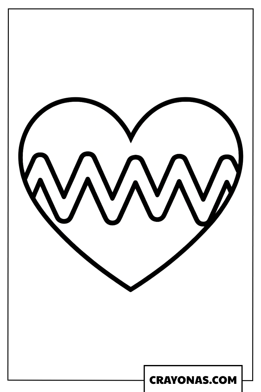 Zigzag Pattern Heart Coloring Page