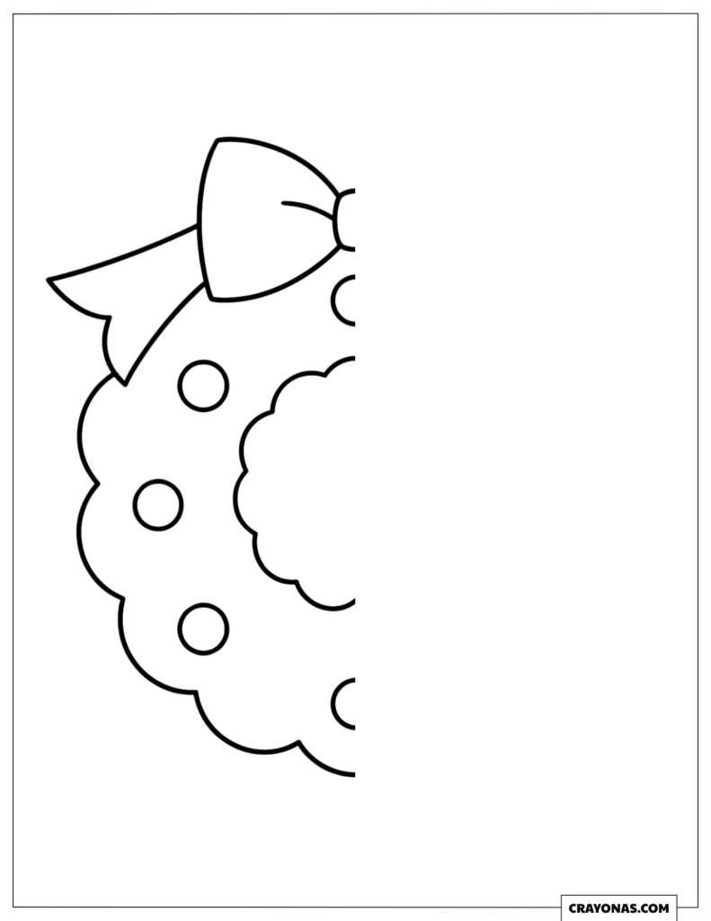 Complete the Simple Christmas Wreath Challenge Coloring Page for Kids