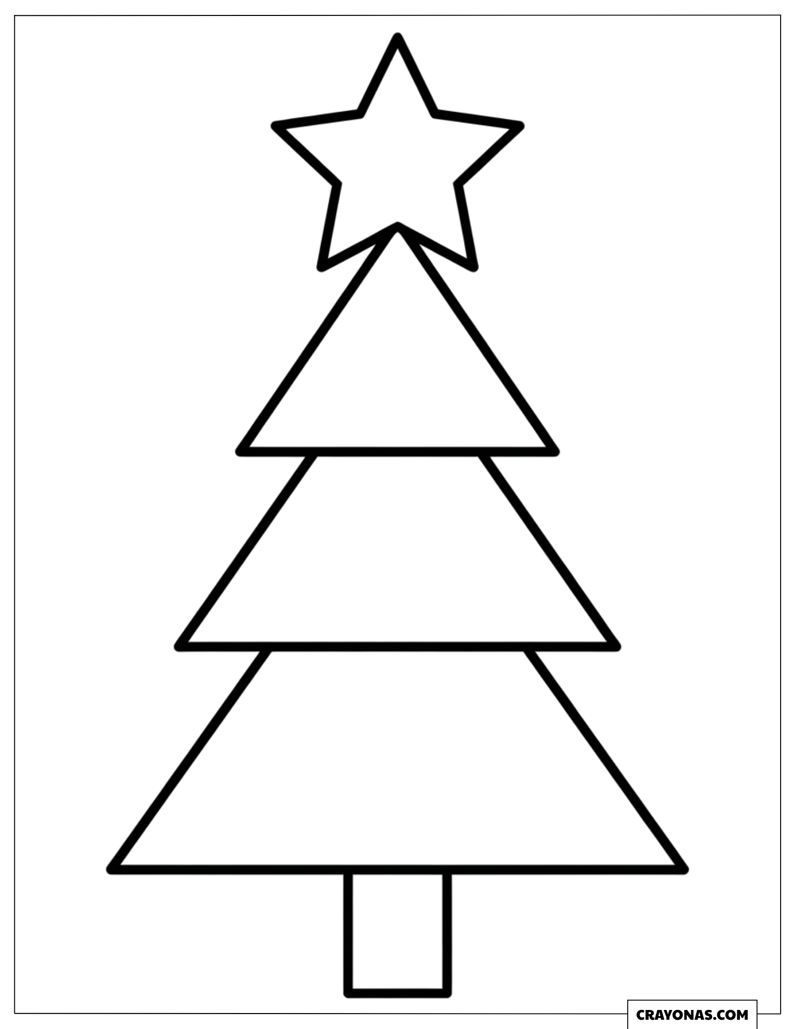Easy Minimalist Christmas Tree Coloring Sheet for Preschoolers