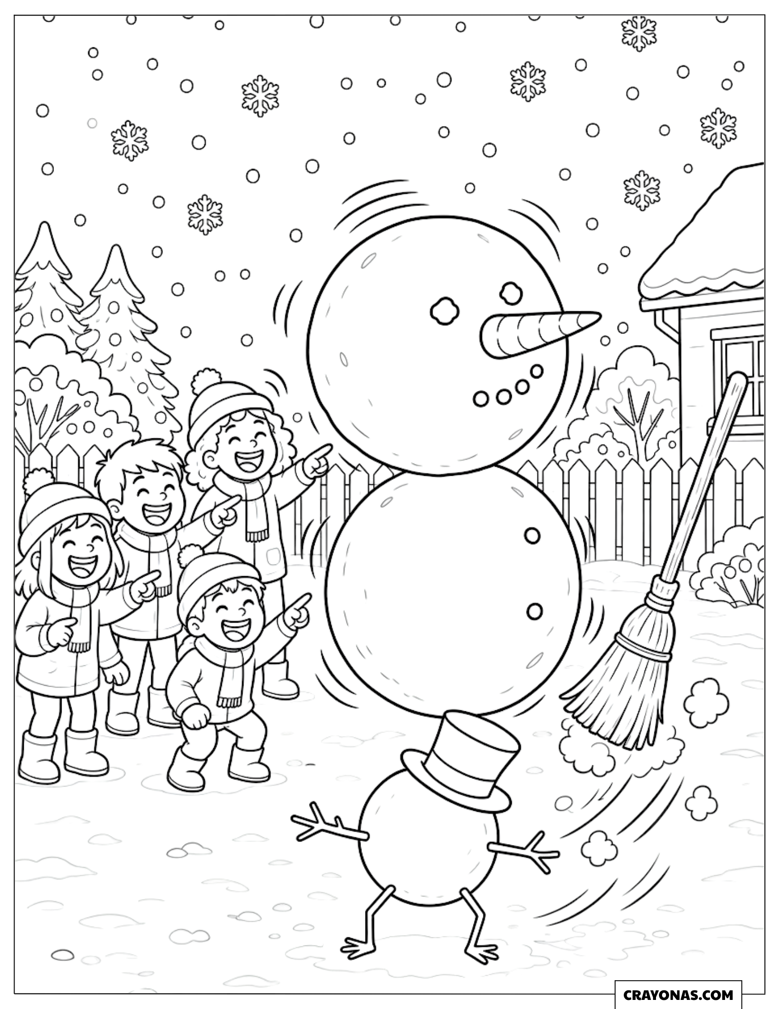 Funny Upside-Down Snowman Christmas Coloring Sheet for Preschoolers