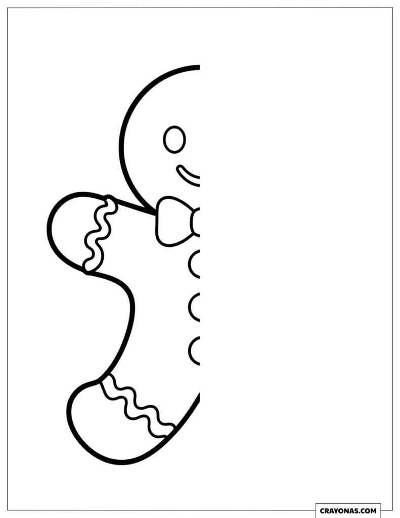 Gingerbread Man Half-Drawing Challenge Christmas Coloring Sheet