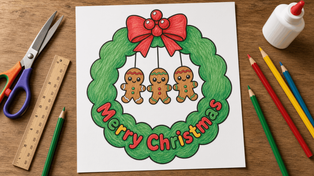 Materials needed to fold a Christmas envelope