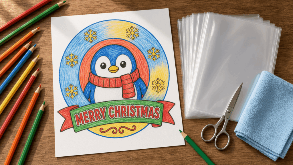 Materials needed to make a Christmas placemat