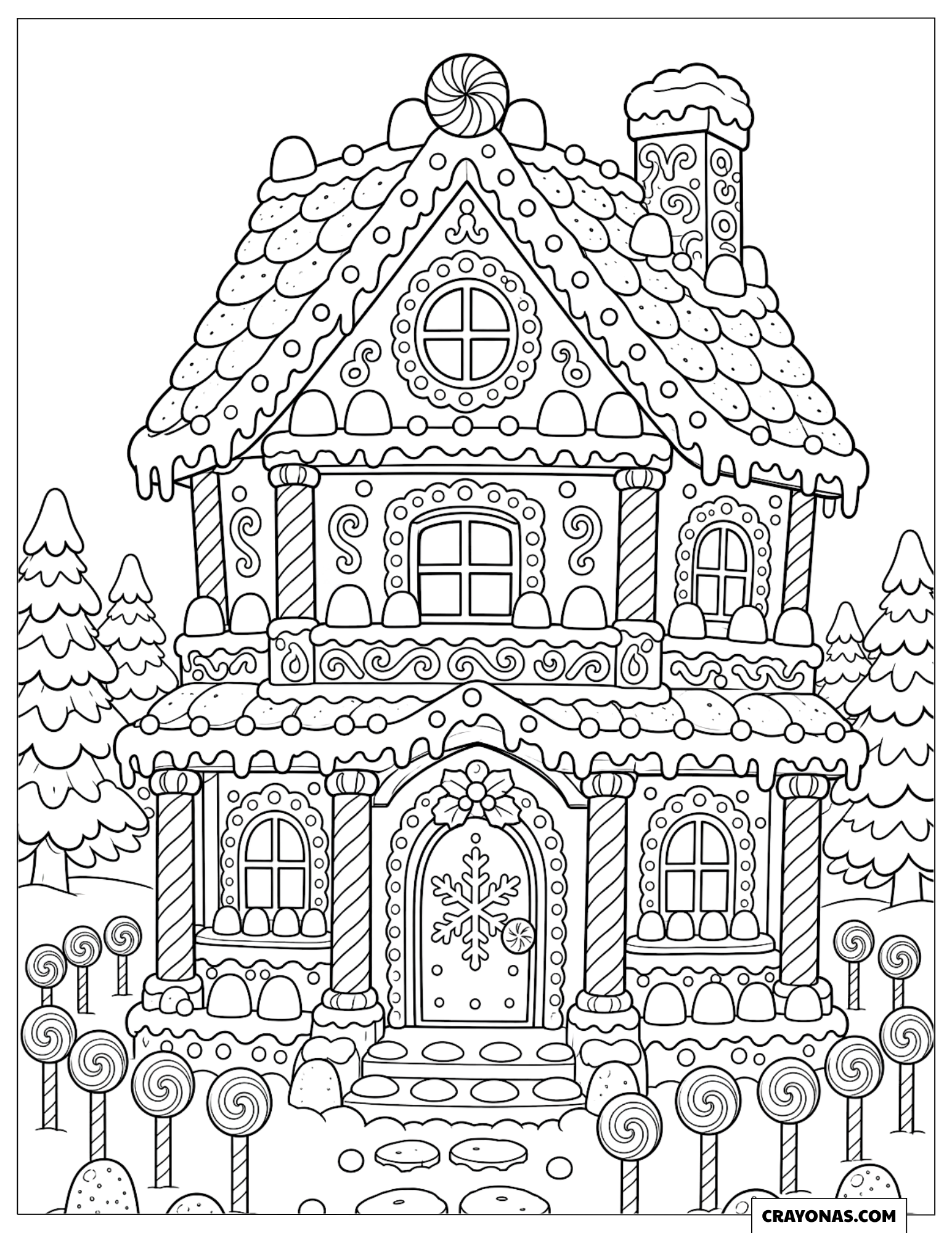 Sweet Gingerbread House Christmas Coloring Page for Preschoolers