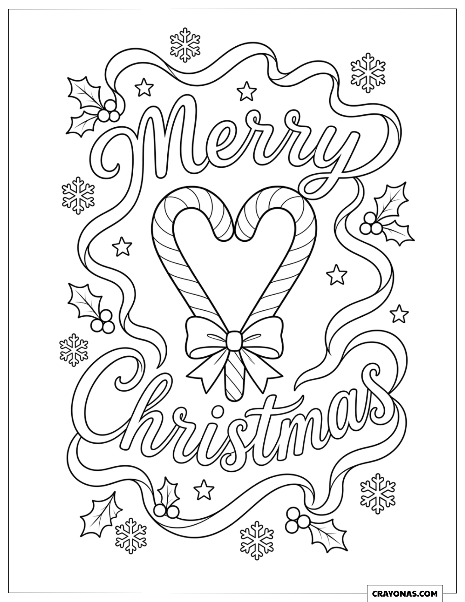 Two Candy Canes Forming a Heart to Color