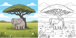 African Elephant Coloring Pages ft - 1