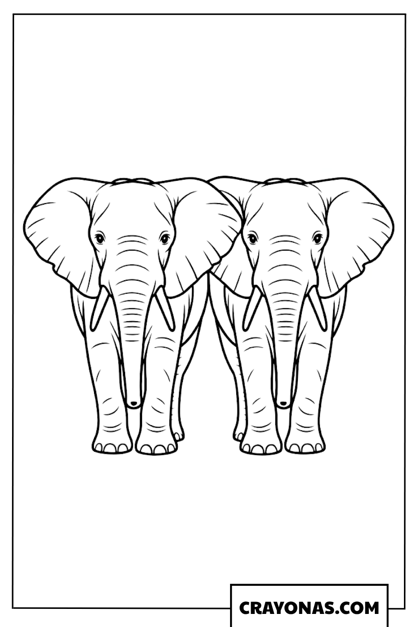 African Elephant Portrait Coloring Page