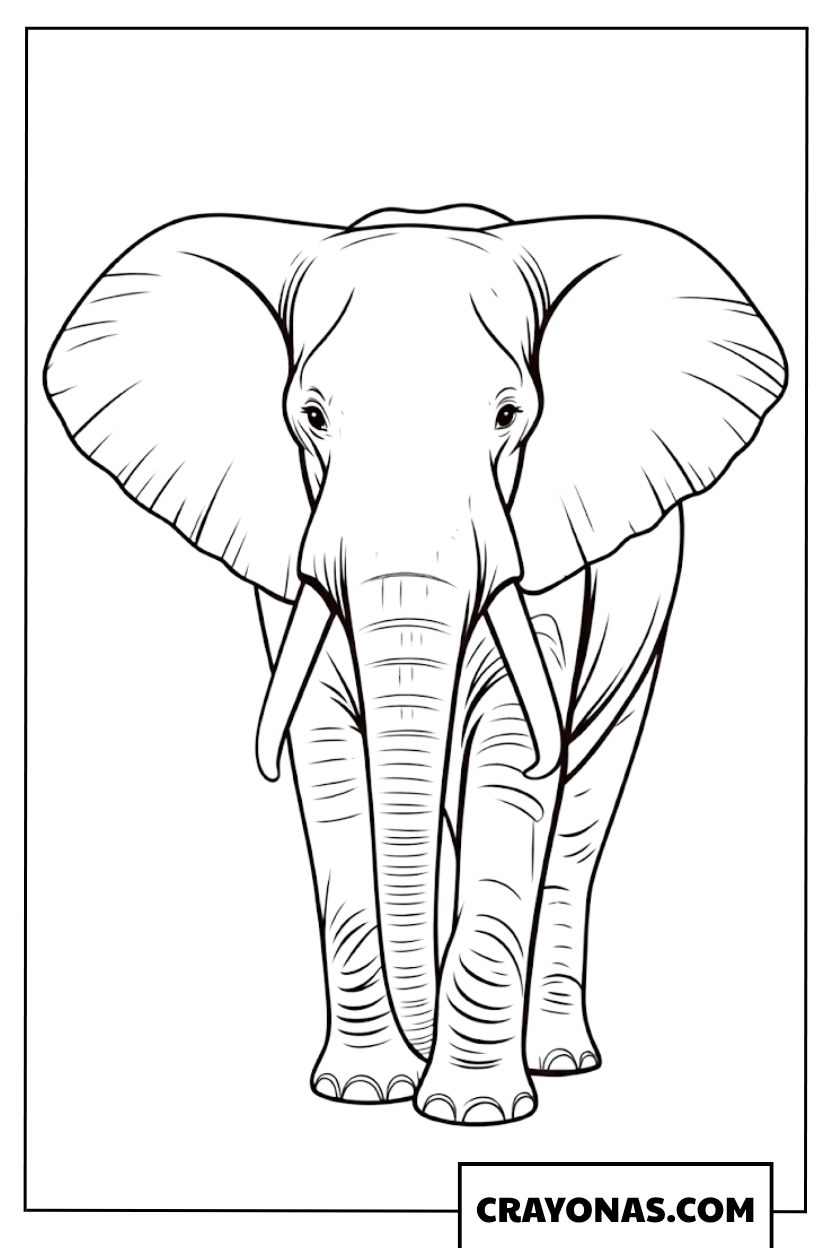 African Elephant Standing Coloring Page