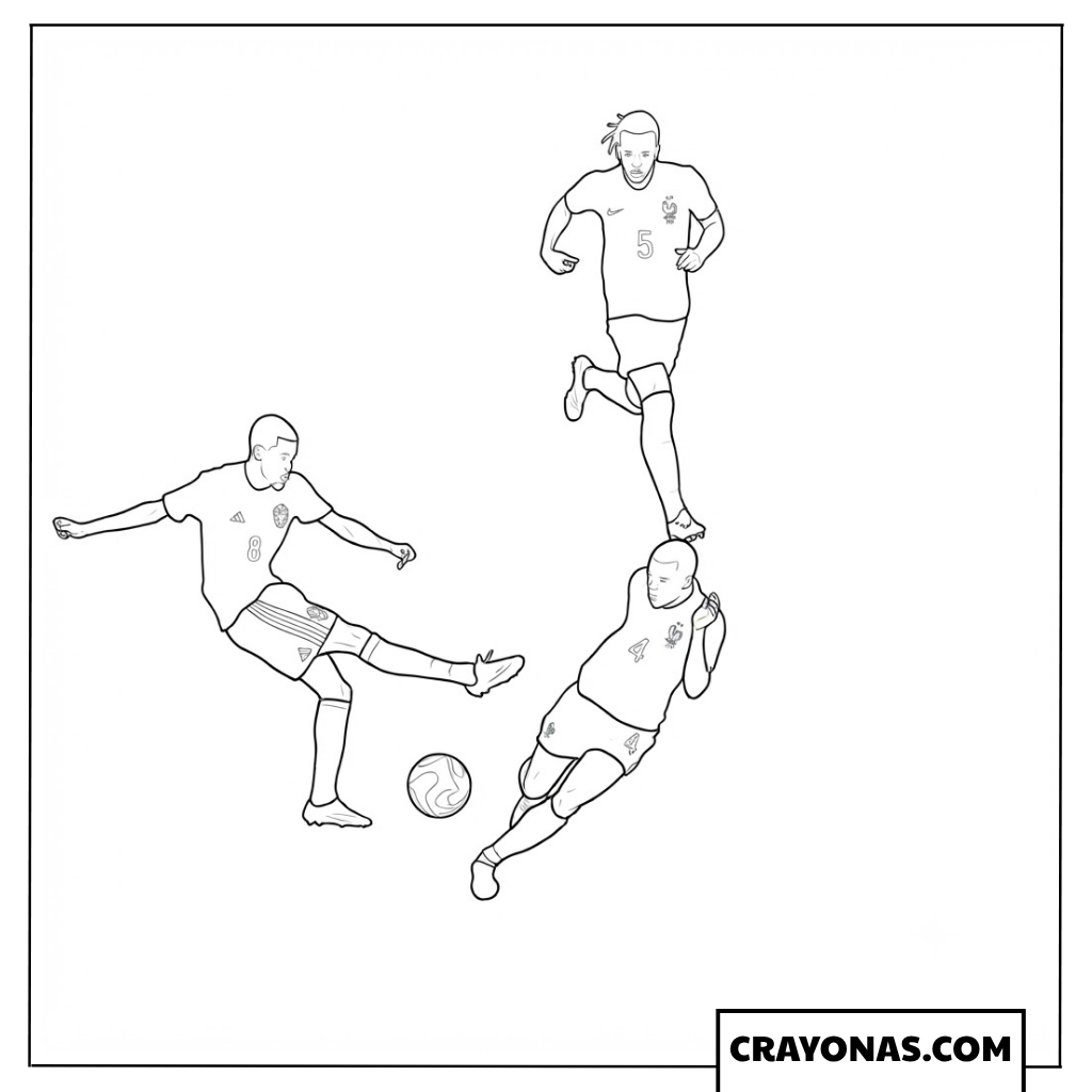 Alexander Isak vs Upamecano and Kounde Coloring Page