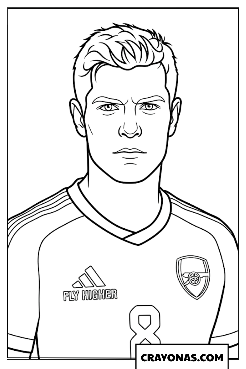 Arsenal Player Realistic Portrait Coloring Page