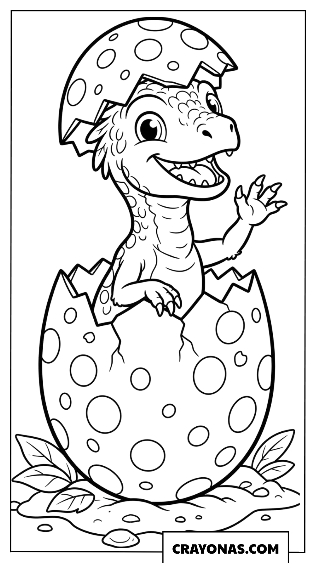 Baby Dinosaur Hatching From Spotted Egg Coloring Page