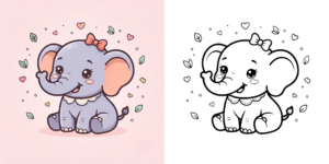 Baby Elephant Coloring Pages ft - 1