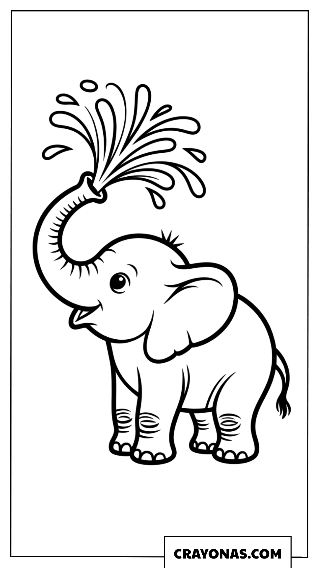 Baby Elephant Spraying Water Coloring Page