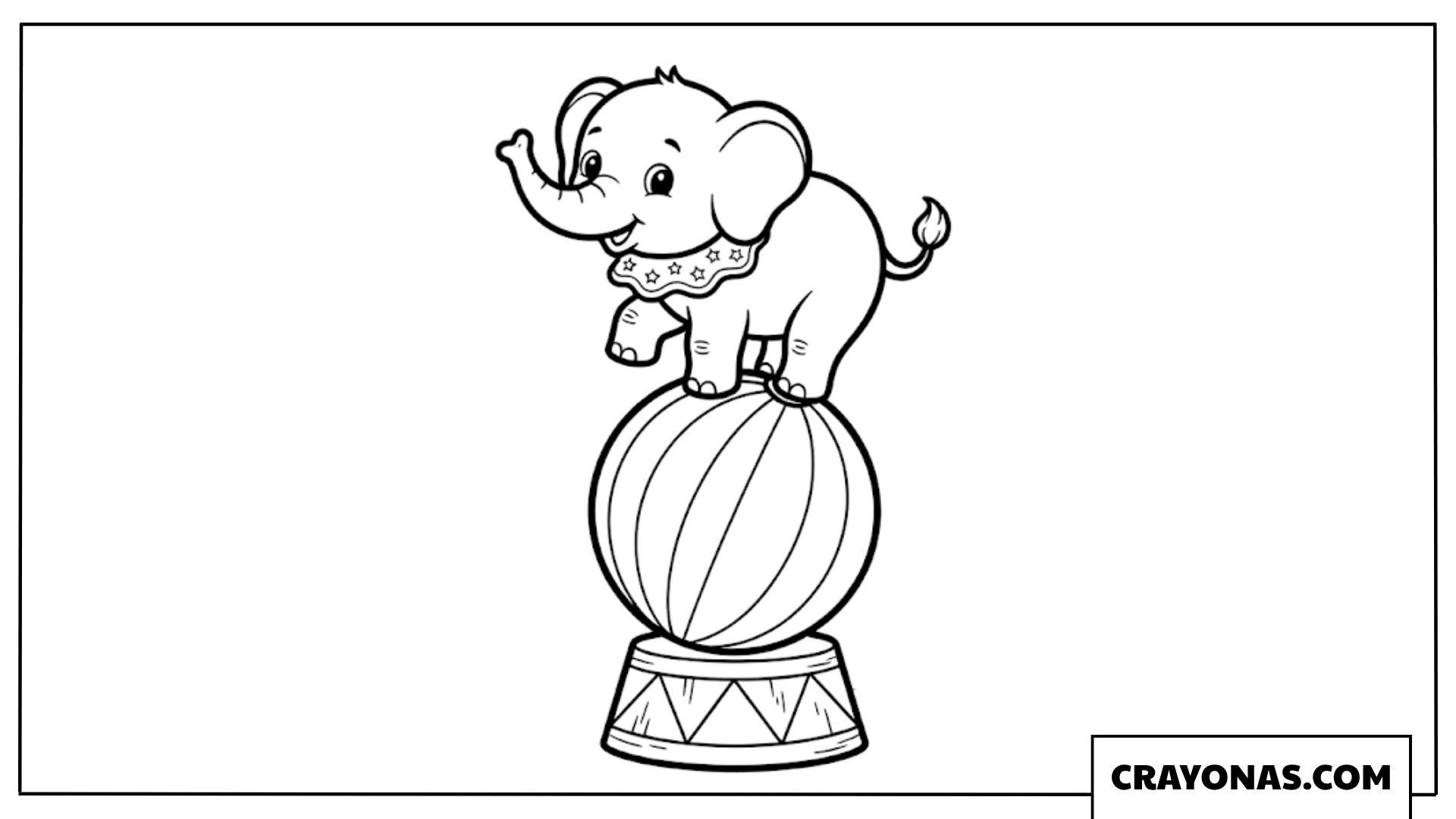 Baby Elephant on Circus Ball Coloring Page