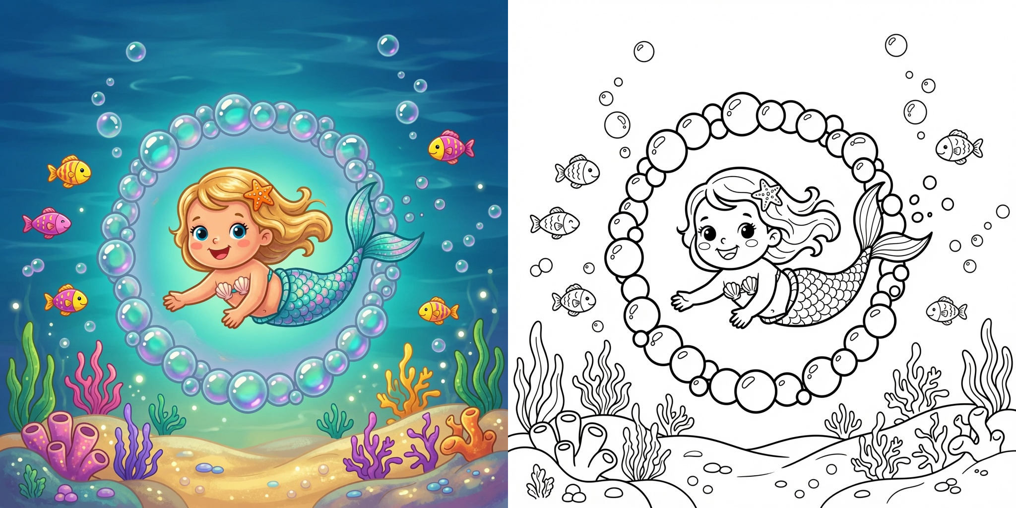 Baby Mermaid Coloring Pages ft - 2