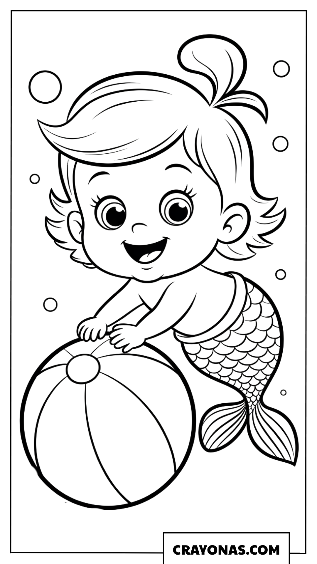 Baby Mermaid Playing in Water Coloring Page