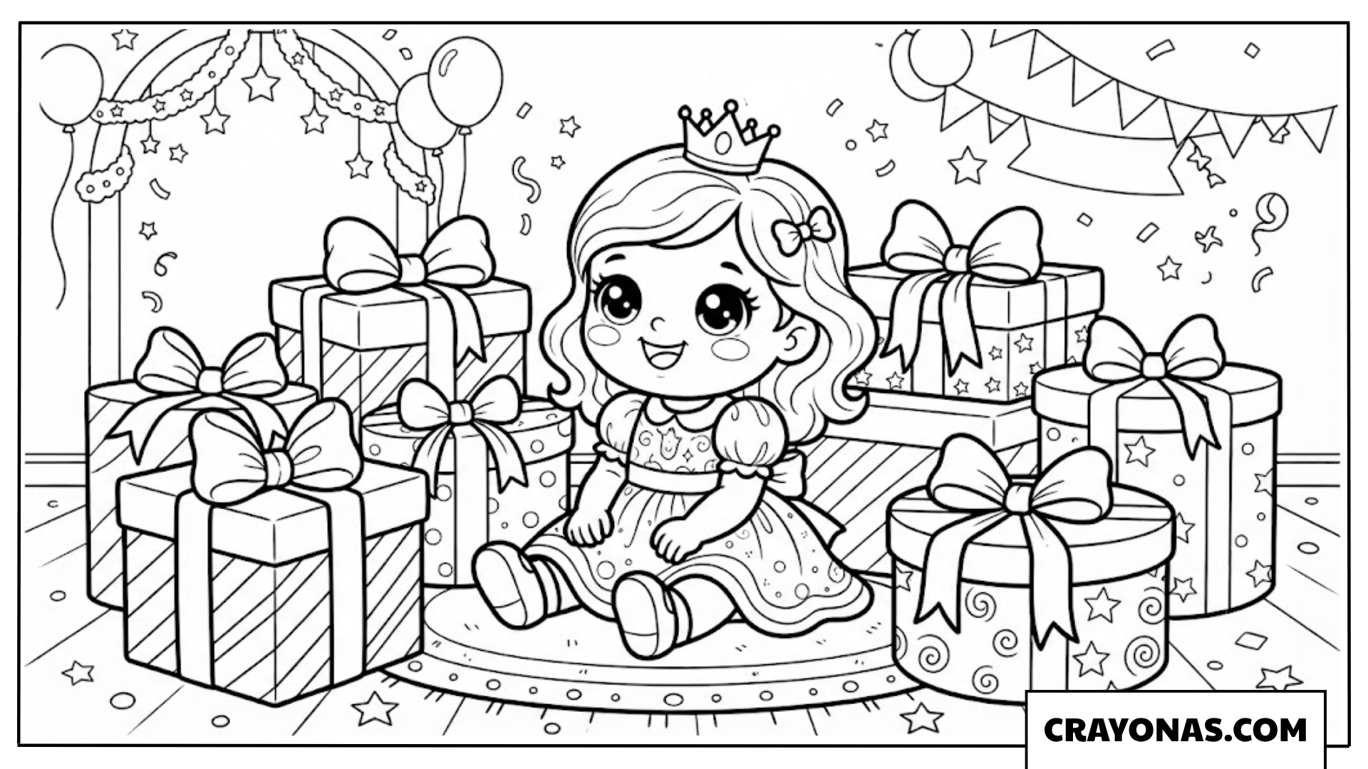 Baby Princess Birthday Gifts Coloring Page