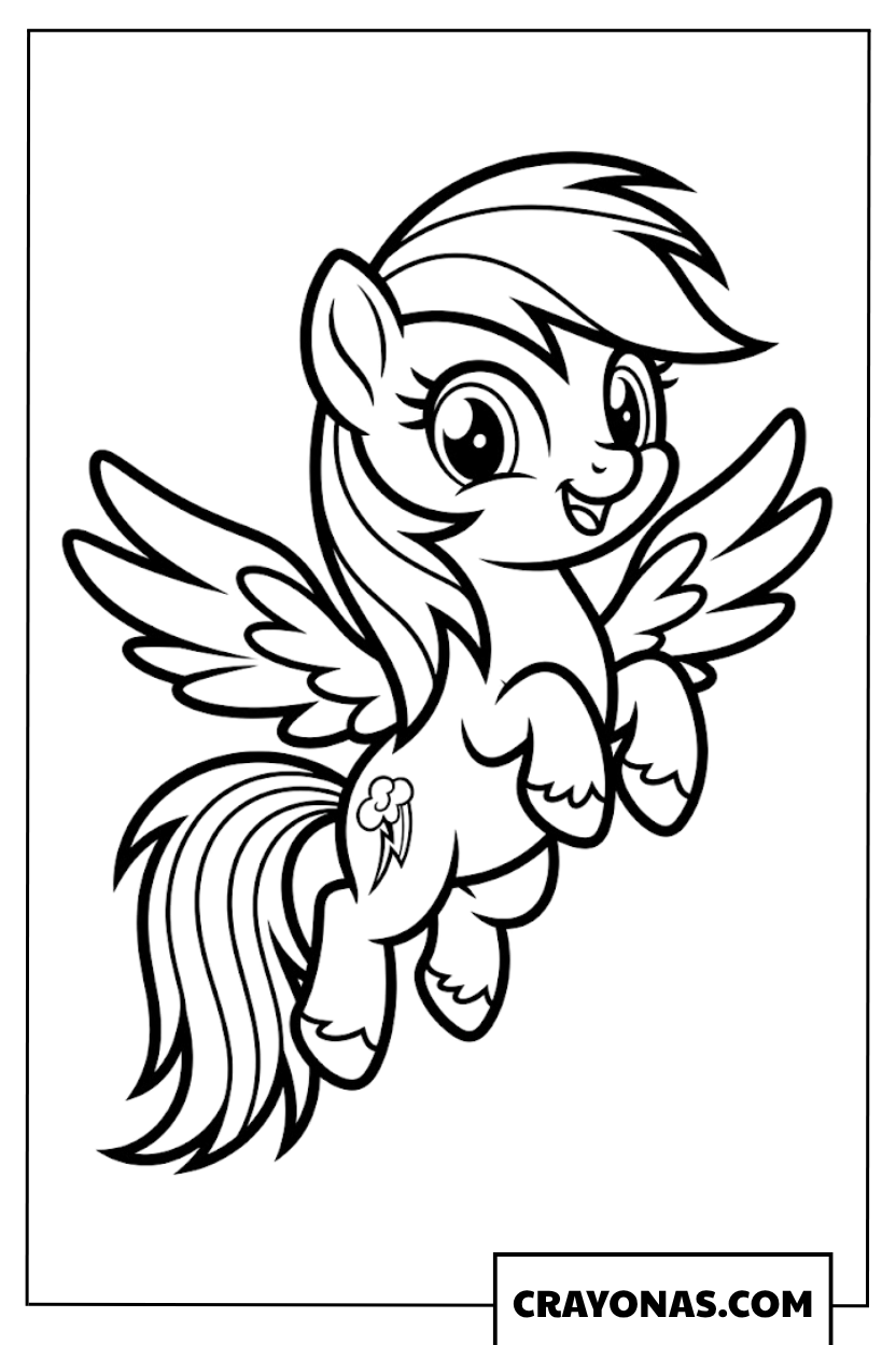 Baby Rainbow Dash Flying Happily My Little Pony Coloring Page