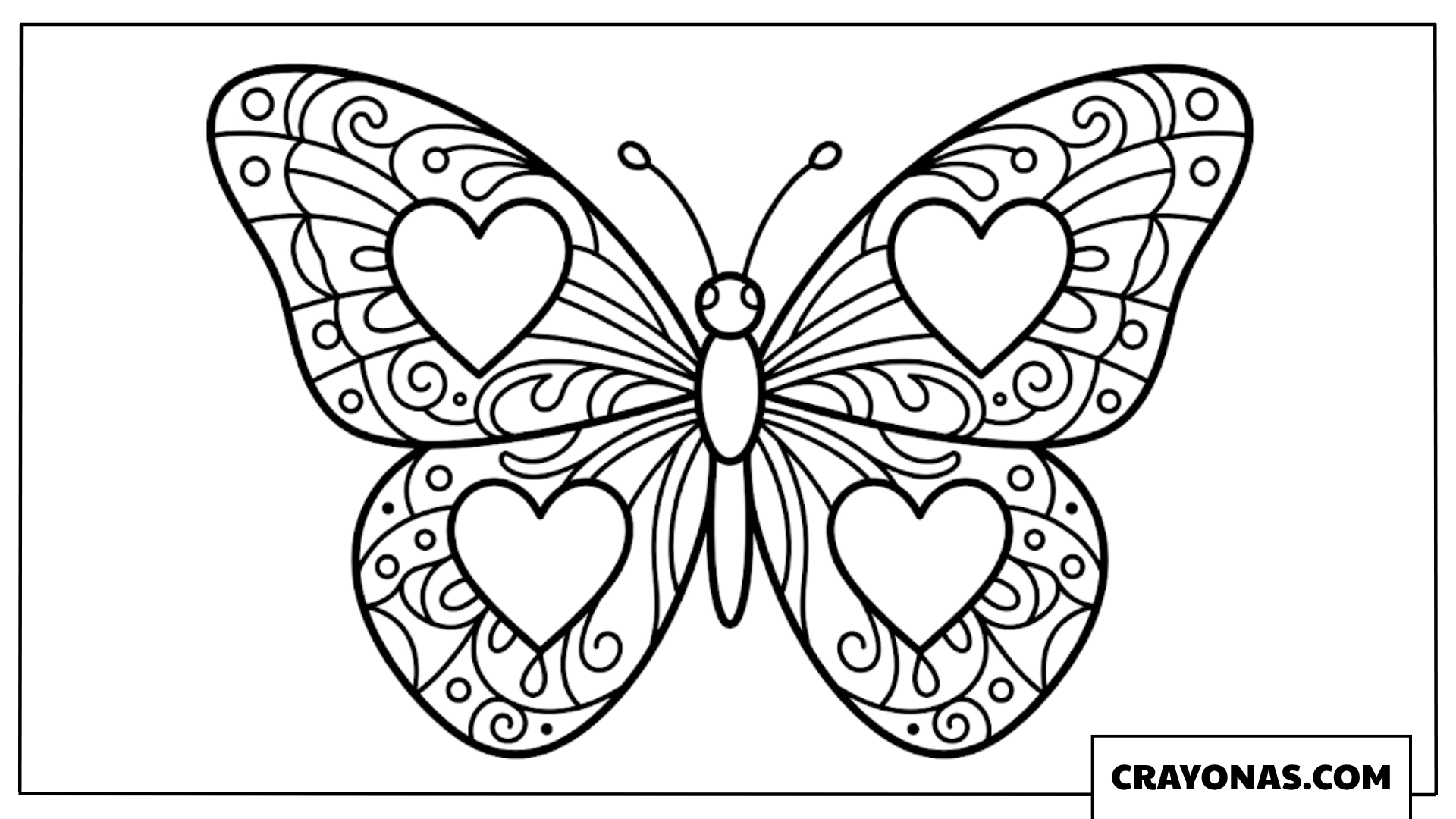 Beautiful Heart Wing Symmetrical Butterfly Coloring Page