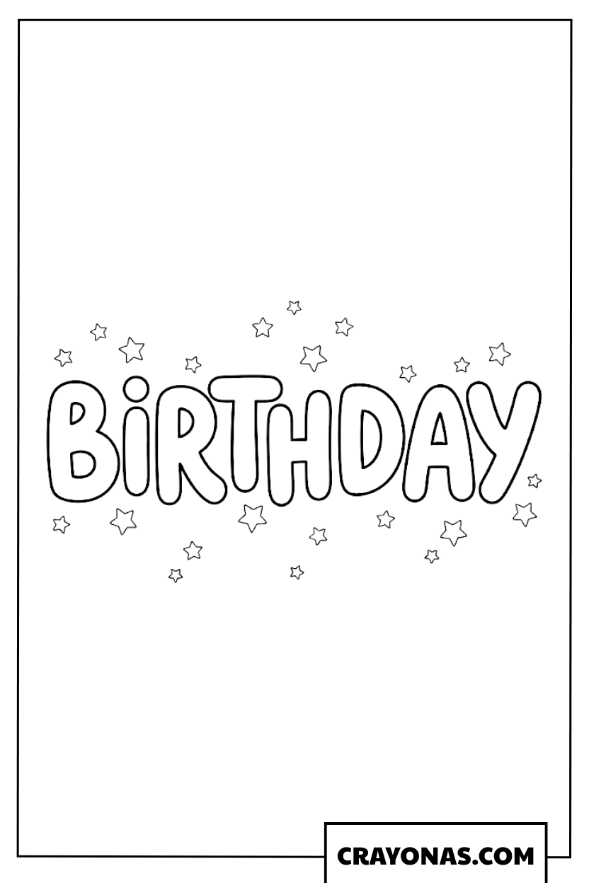 Birthday Banner with Stars Coloring Page