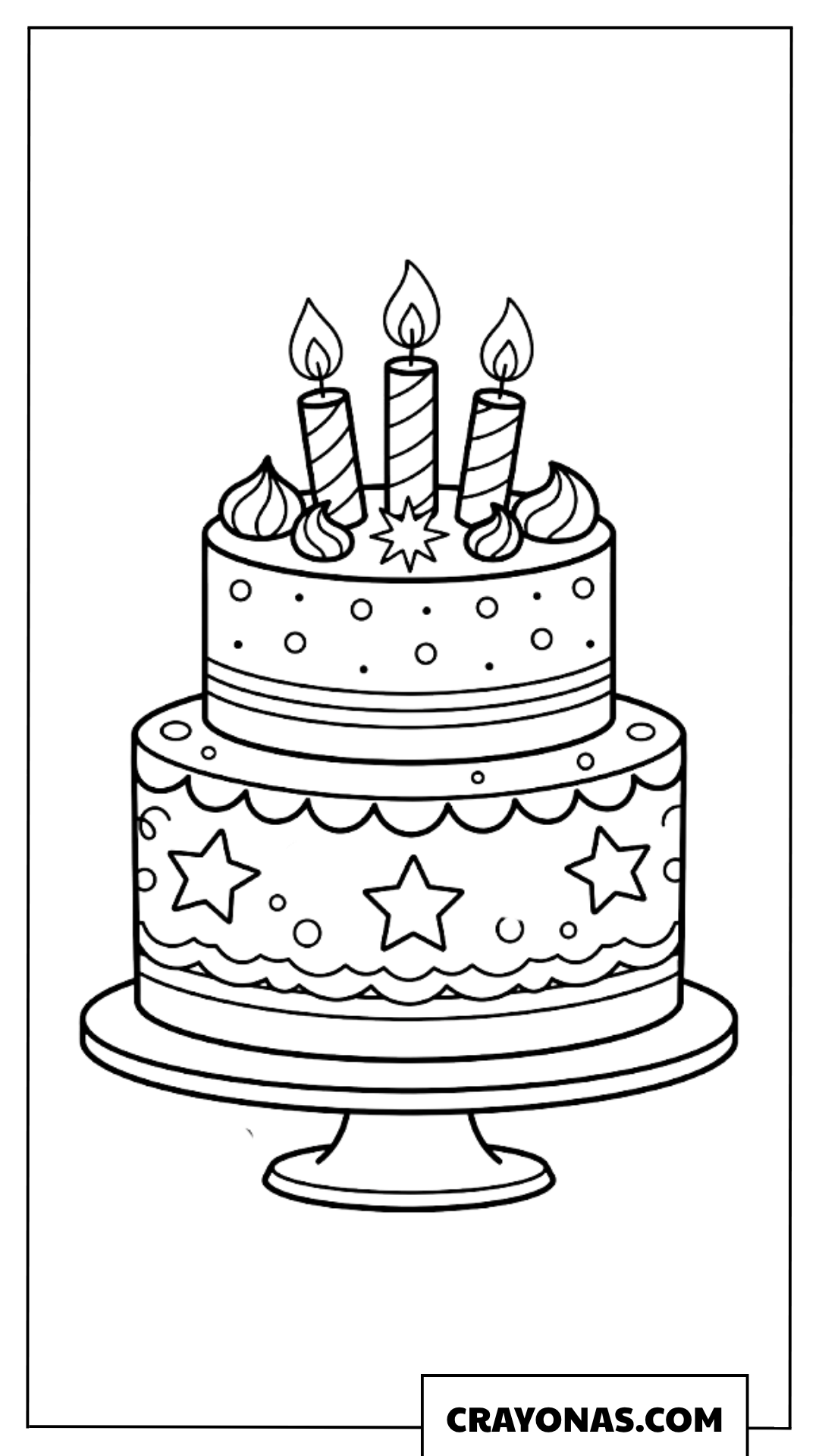 Birthday Cake with Candles Coloring Page