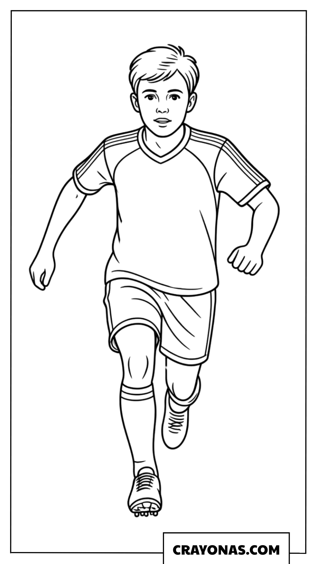 Boy Running with Soccer Ball Coloring Page