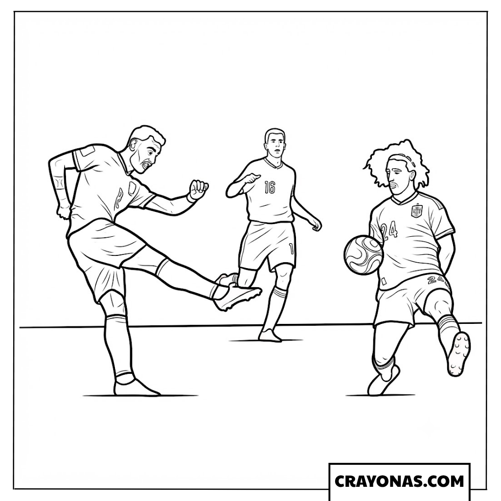 Bruno Fernandes Powerful Shot vs Cucurella Coloring Page
