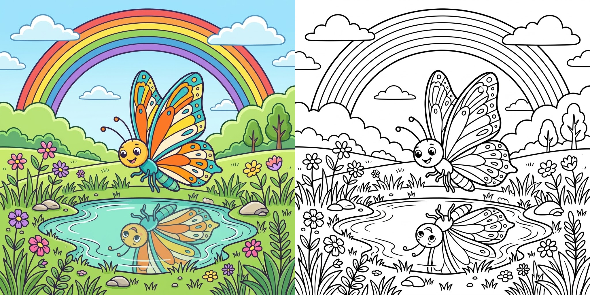 Butterfly Rainbow Coloring Pages ft - 1