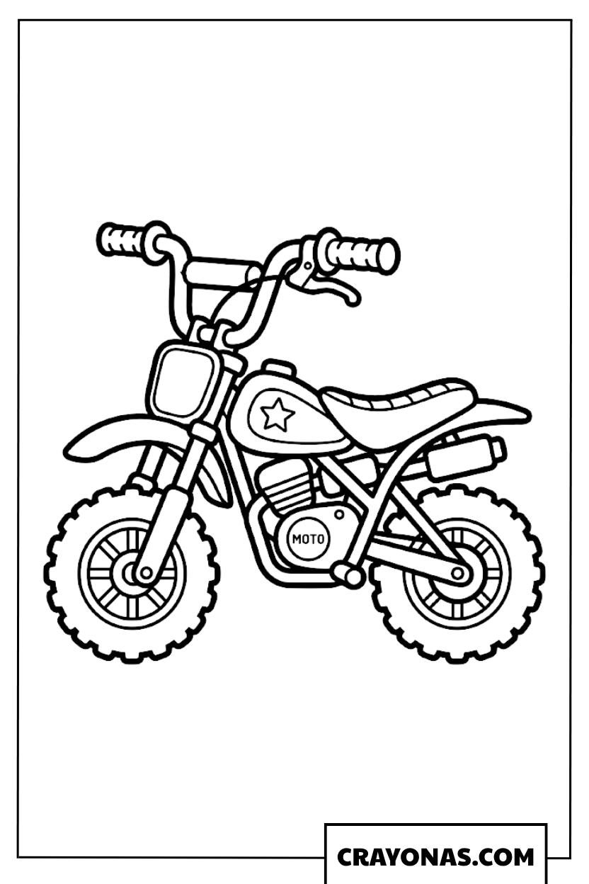 Cartoon Mini Dirt Bike with Star Coloring Page