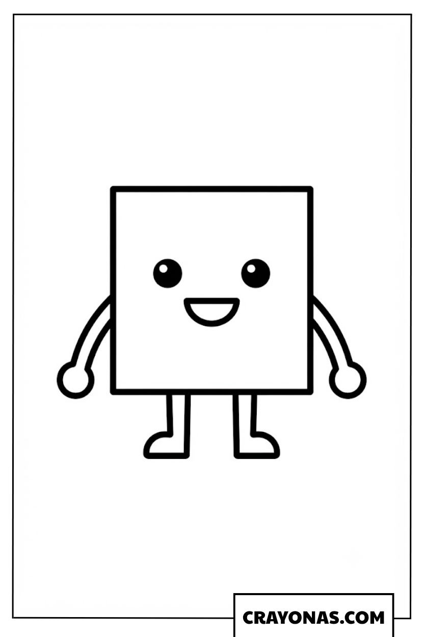 Cheerful Square Shape Coloring Page